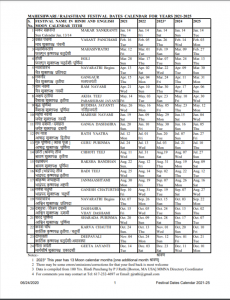 Festival Calendar - Maheshwari Mahasabha of North America